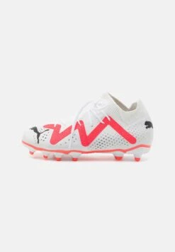 Puma Future Match Fg/Ag Jr Unisex - Botas De Fútbol Con Tacos - White/Black/Fire Orchid