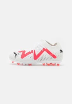 Puma Future Match Mg Jr Unisex - Botas De Fútbol Con Tacos - White/Black/Fire Orchid